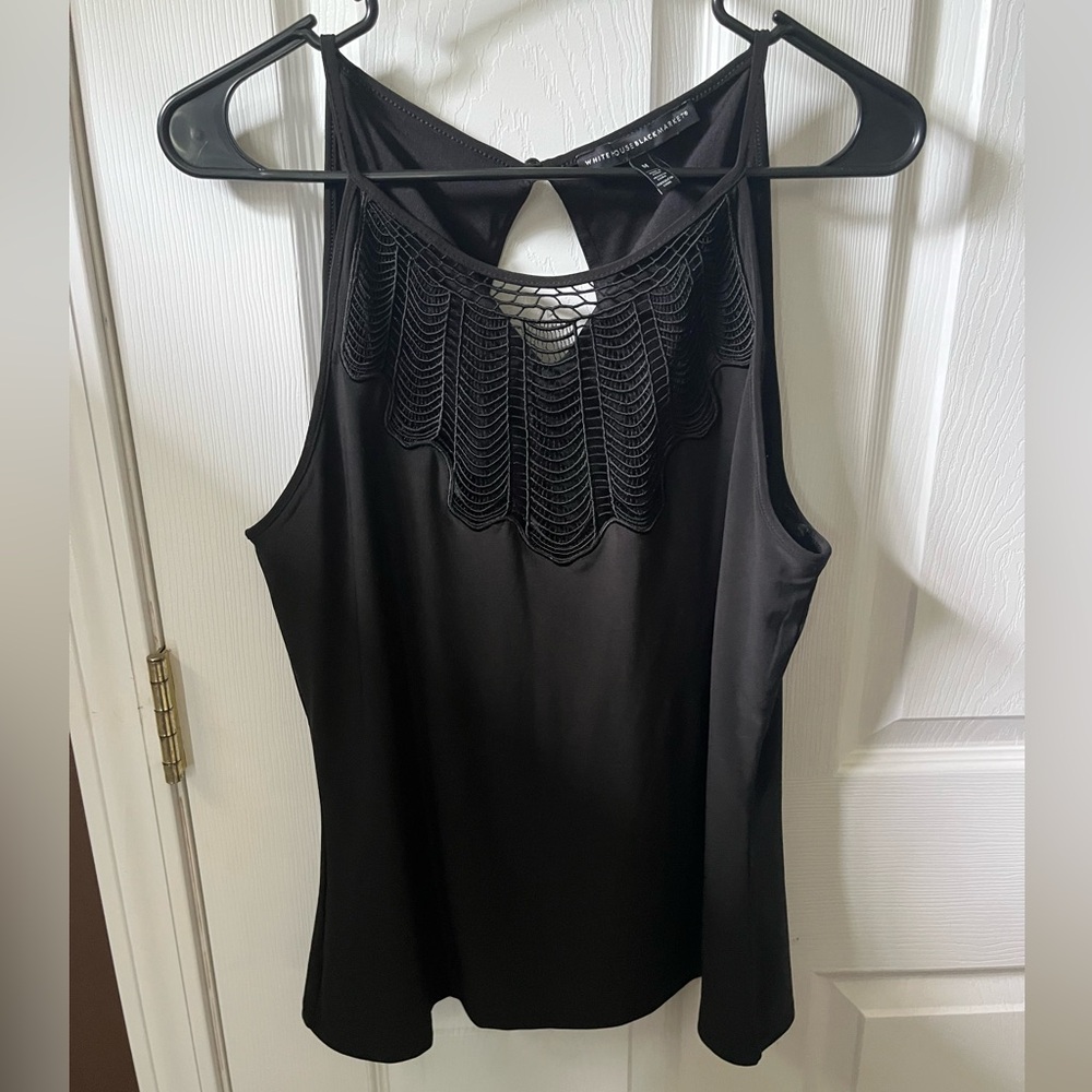 White House Black Market Black Lace Detail Tank Top